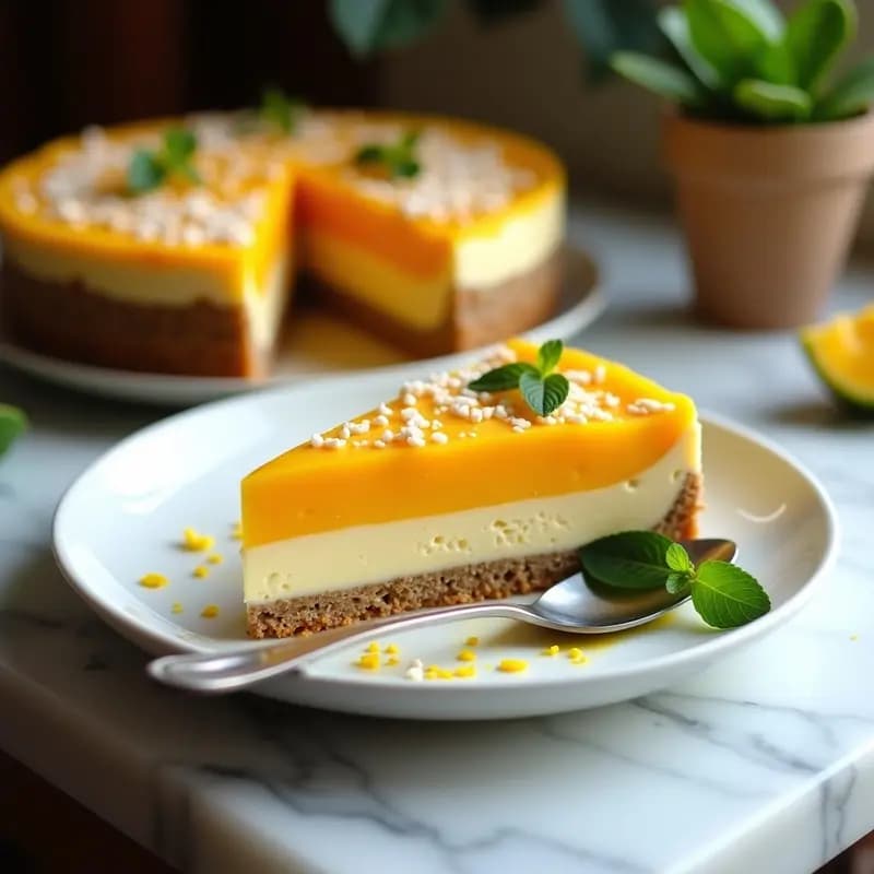 Pastel de Mango y Chía con Base de Almendras: Postre Filipino Sin Gluten