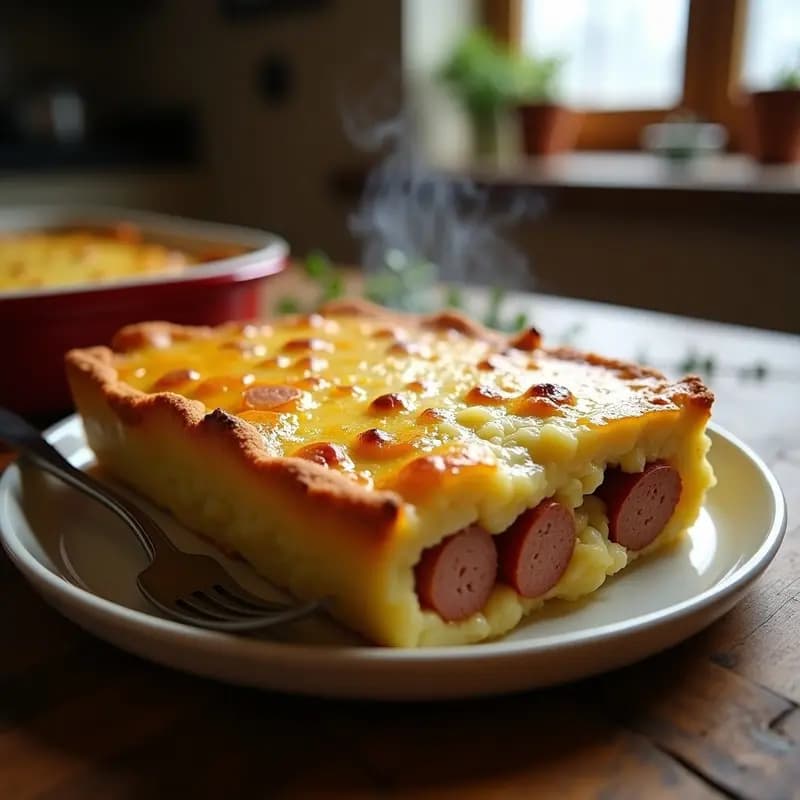 Pastel de Papa Alemán con Salchichas y Queso: Receta de Comfort Food en Horno