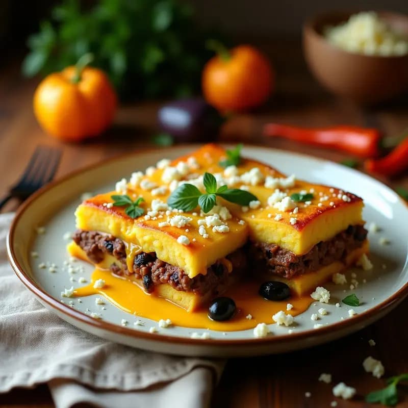 Pastel de Papa y Carne de Res con Salsa de Aji Amarillo: Receta Peruana Gourmet en Horno