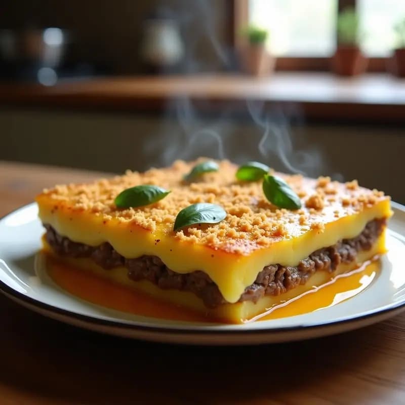 Pastel de Papa Peruviano: Capas de Carne, Papas y Queso con Toque de Aji Amarillo