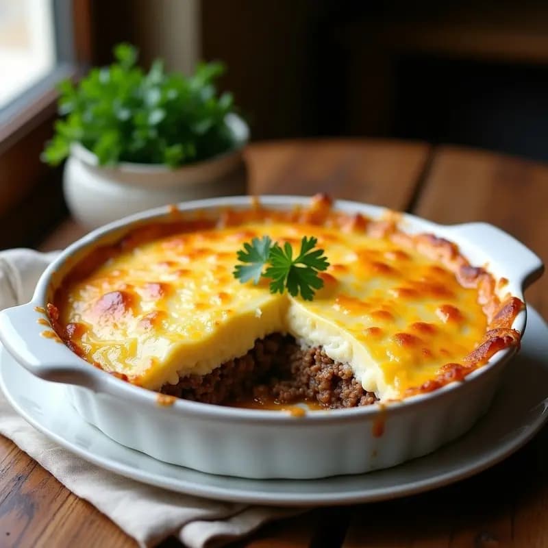 Pastel de Papa y Carne Molida con Queso Gruyère: Receta Francesa Reconfortante en 40 Minutos