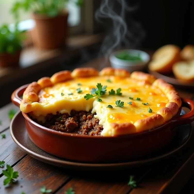 Pastel de Papa y Carne de Res con Queso Cheddar: Receta Argentina Reconfortante