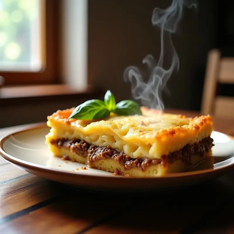 Pastel de Papa y Carne Picada con Queso Mozzarella: Receta Italiana de Capas con Bechamel Light