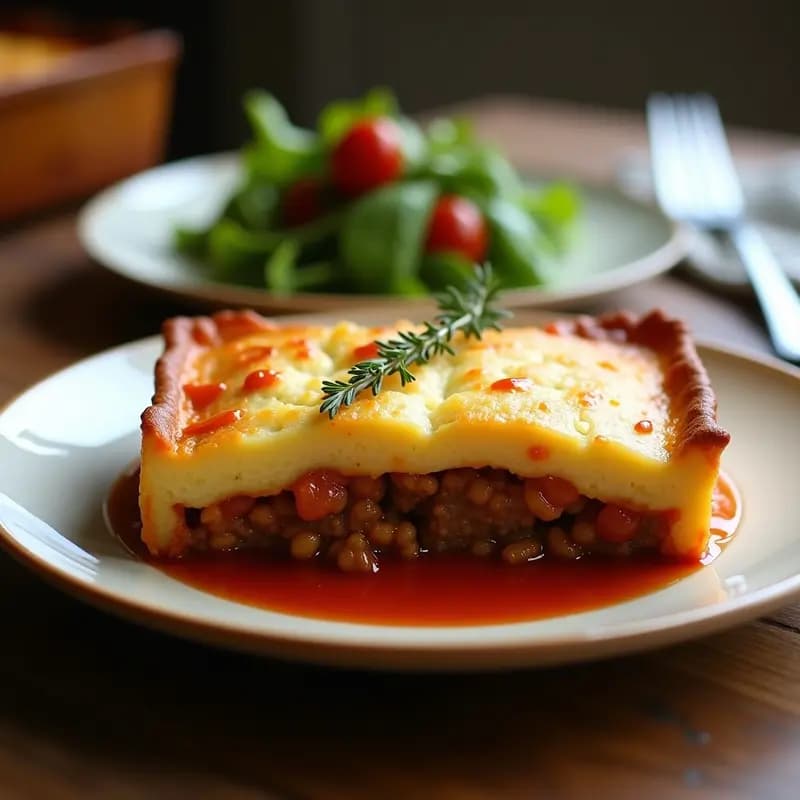 Pastel de Papa y Carne Picada con Salsa de Tomate: Receta Francesa Tradicional y Económica