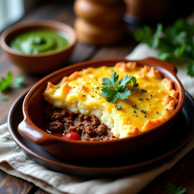 Pastel de Papa y Carne de Soja con Salsa de Chimichurri: Receta Argentina Vegana en Horno