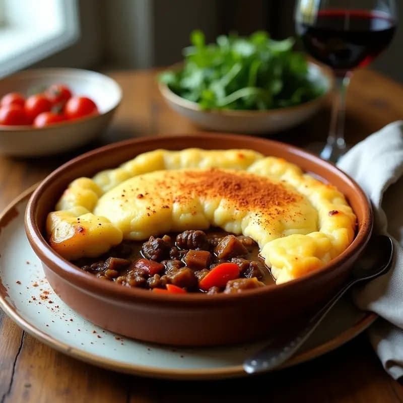 Pastel de Papa Argentino con Estofado de Seitán: Receta Vegana y Reconfortante