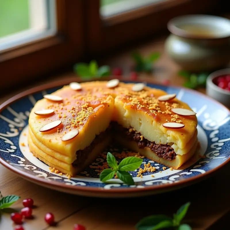 Pastel de Papa Iraní con Carne Molida y Azafrán: Receta Persa en Capas