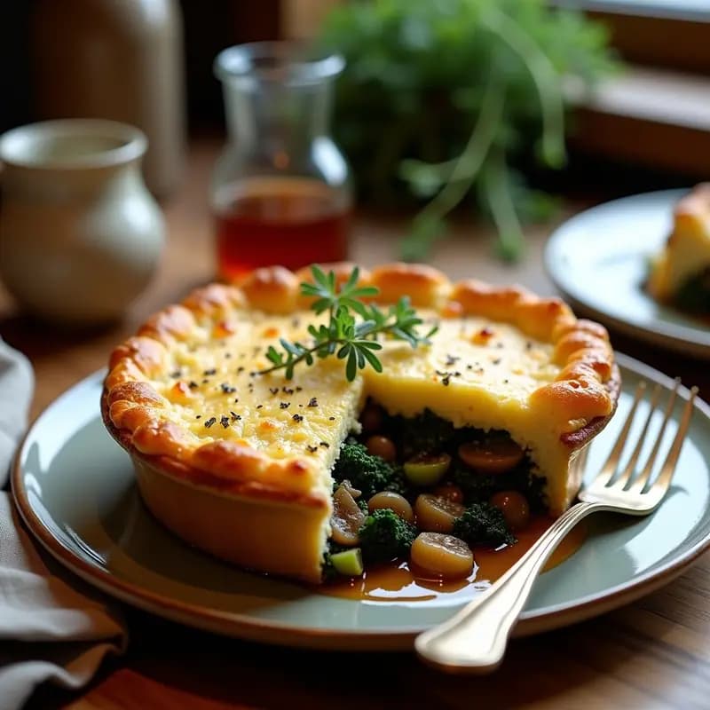 Pastel de Papa Irlandés con Col Rizada y Salsa de Sidra: Receta Tradicional Sin Lácteos