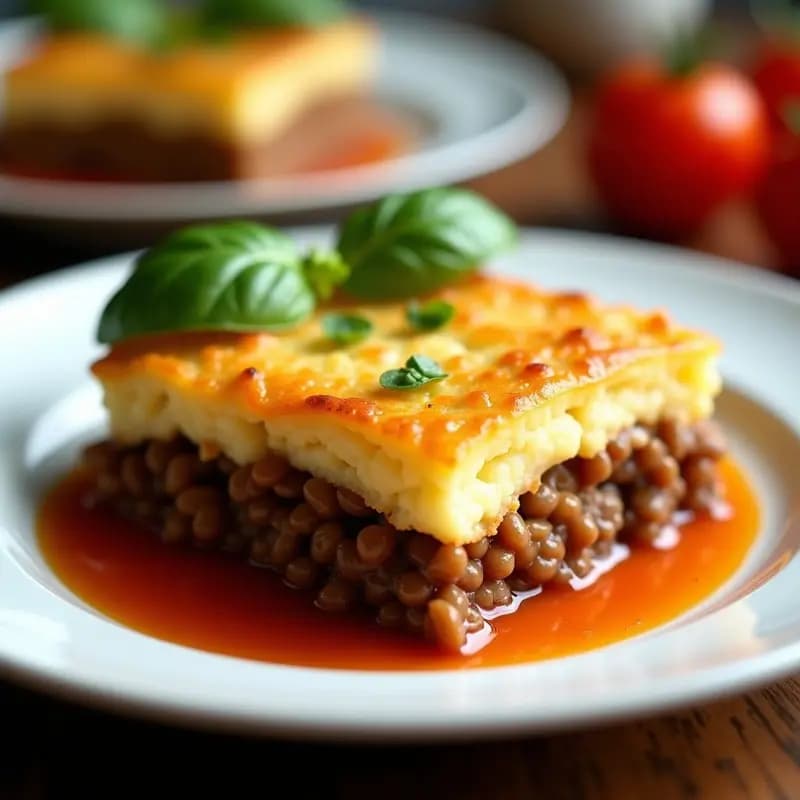 Pastel de Papa Australiano con Lentejas: Receta Vegana en Airfryer con Salsa de Tomate Casera
