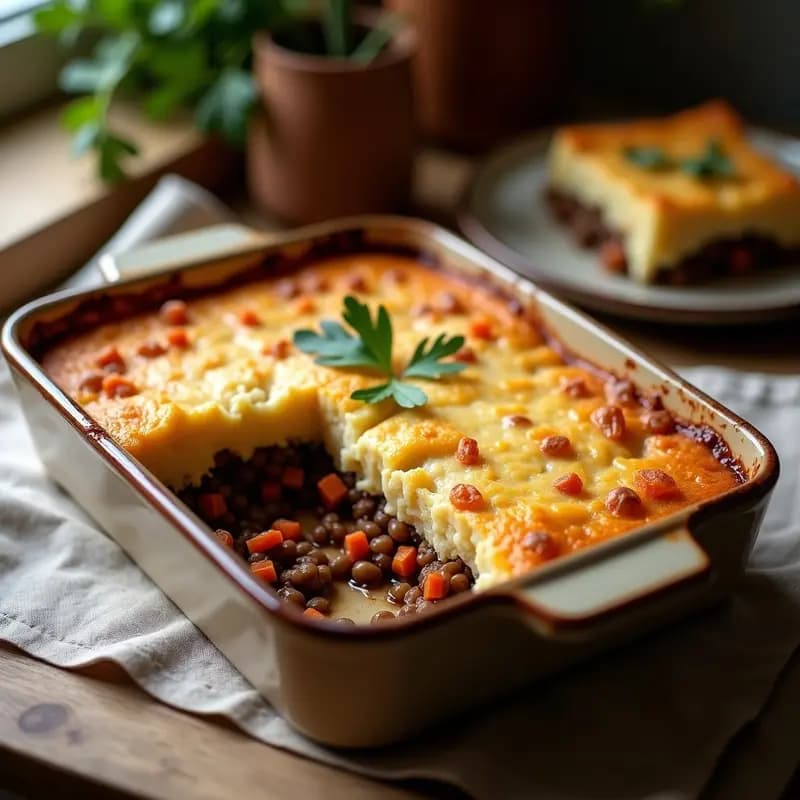 Pastel de Papa y Lentejas: Receta Argentina Vegana al Horno con Toque de Comino y Pimentón