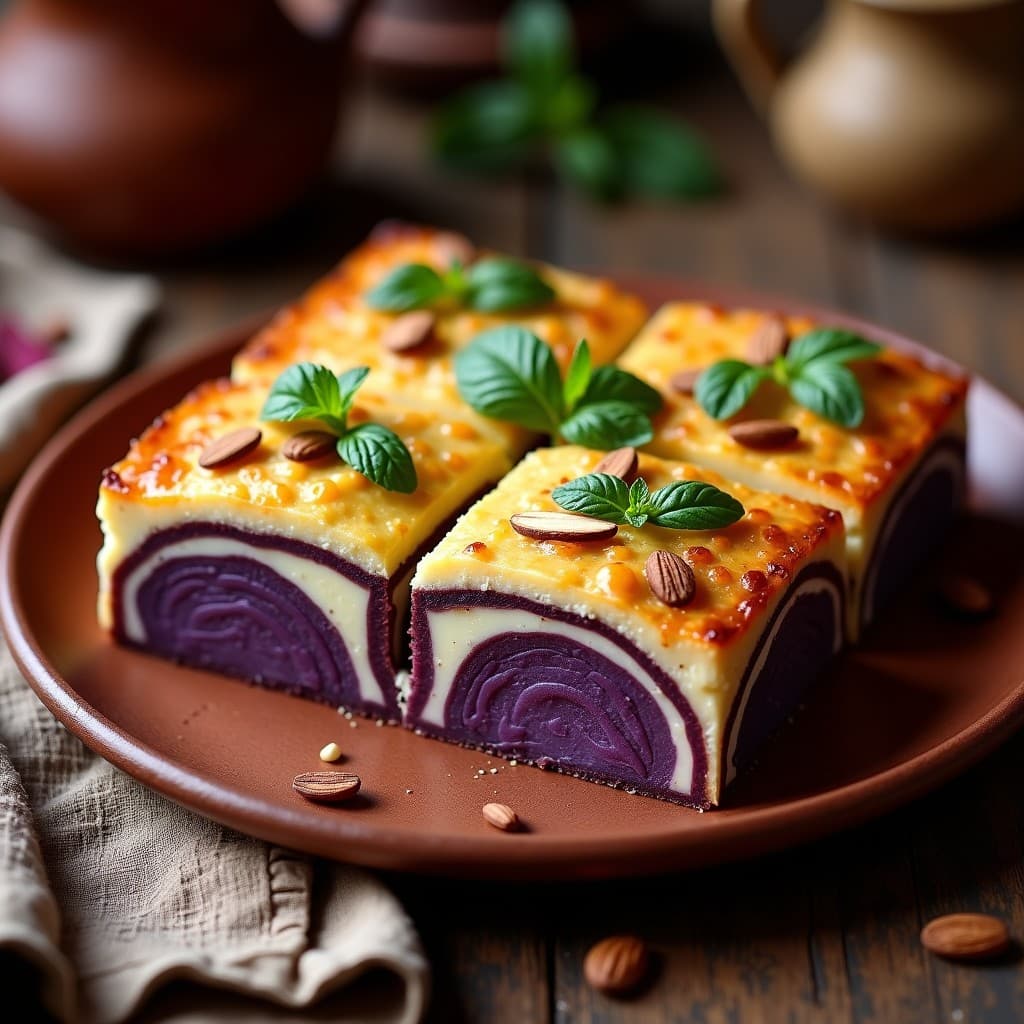 Pastel de Papa Morada y Queso de Almondiga: Receta Boliviana Sin Lactosa