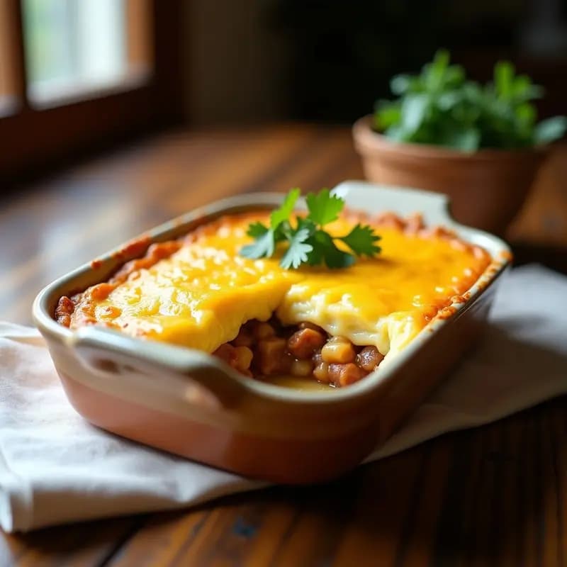 Pastel de Papa y Spam con Queso Edam: Receta Filipina Reconfortante en Horno