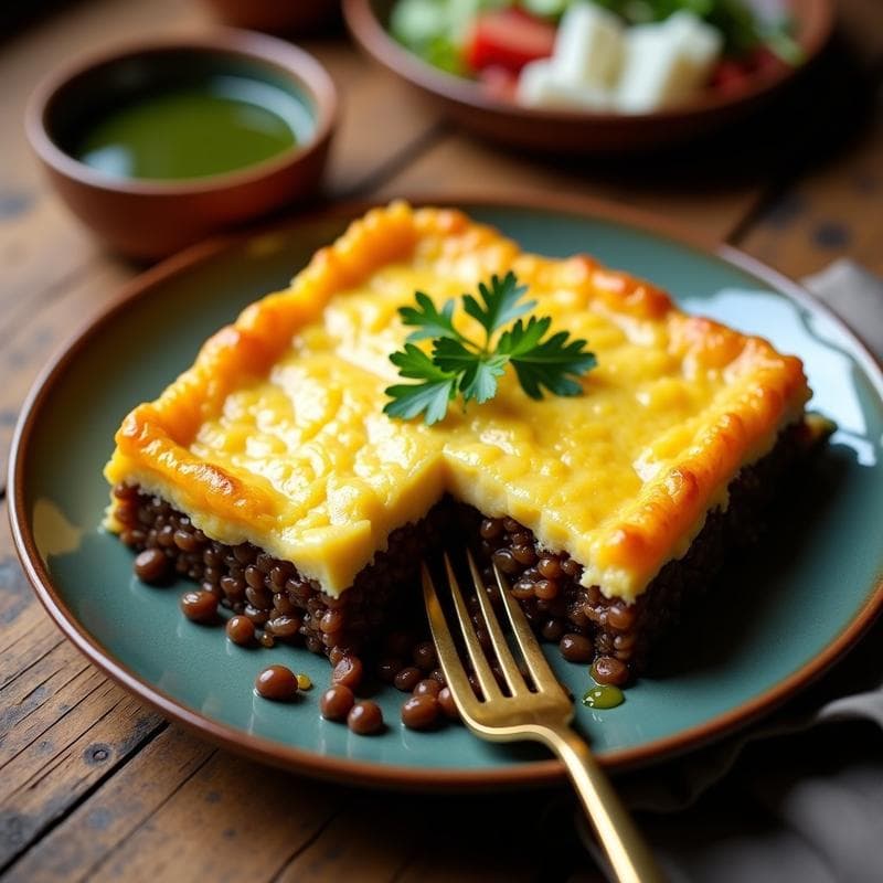 Pastel de Papa Vegano con Lentejas Beluga: Receta Peruana Sin Lácteos