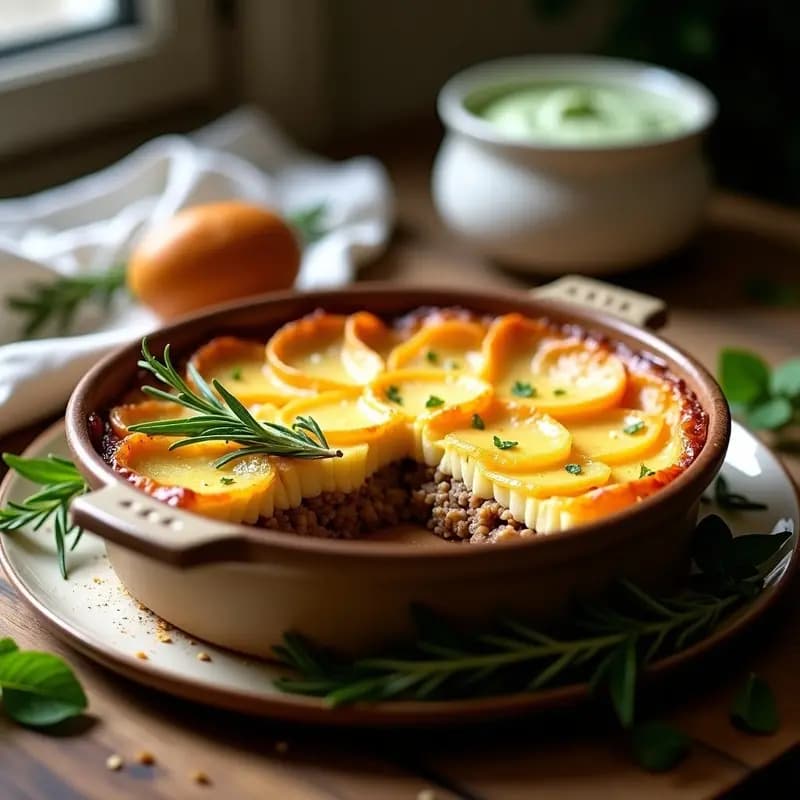 Pastel de Pastínaga y Cordero con Salsa de Menta: Receta Británica Reconfortante en Horno