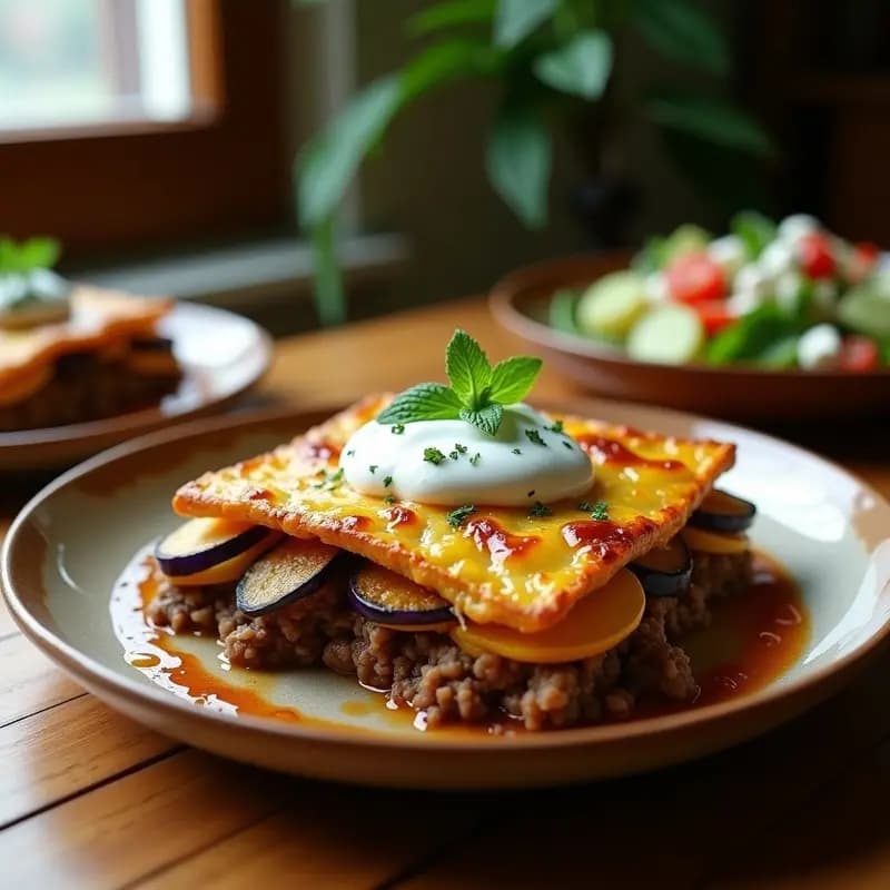 Pastel de Pastor Griego con Yogur y Salsa Tzatziki: Receta de Cordero en Capas