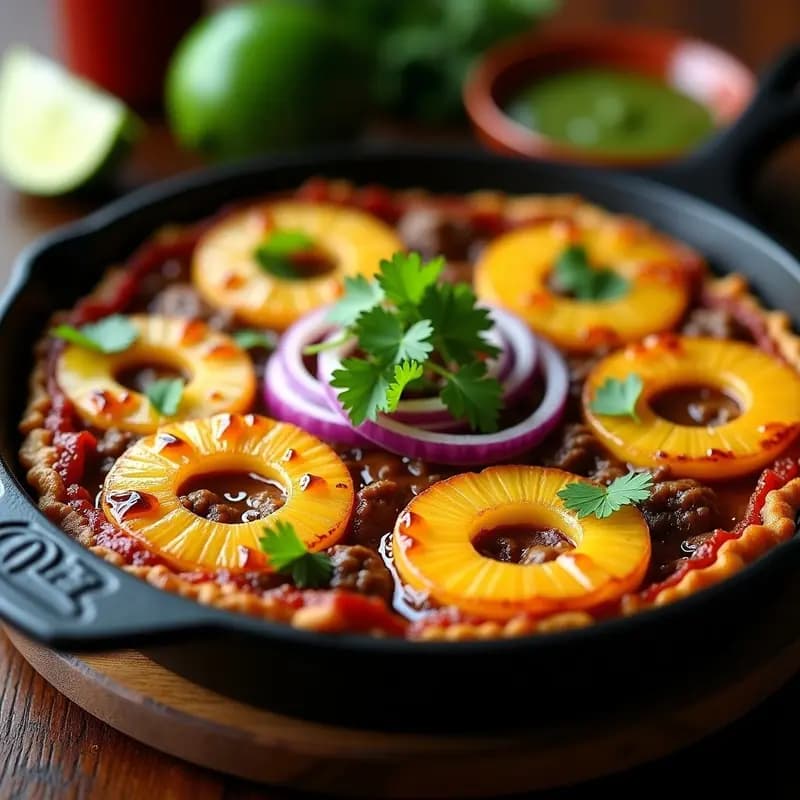 Pastel de Pastor con Piña y Carne de Res: Receta Mexicana Tradicional en Sartén