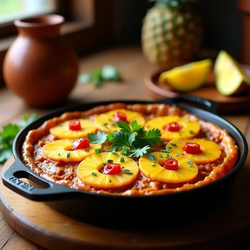 Pastel de Pastor con Piña y Guindilla: Receta Mexicana Tradicional en Olla de Hierro