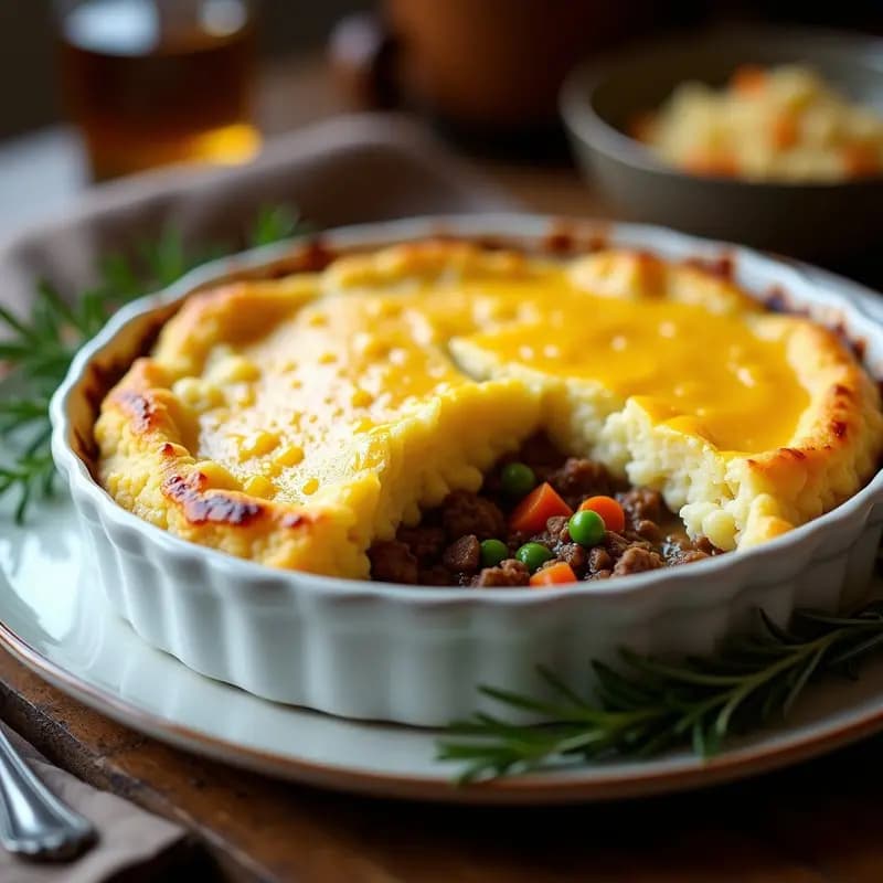 Pastel de Pastores Británico con Puré de Coliflor y Queso Cheddar: Receta Reconfortante Sin Gluten