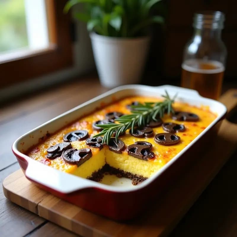 Pastel de Polenta con Champiñones y Trufa: Receta Gourmet Fácil en 30 Minutos