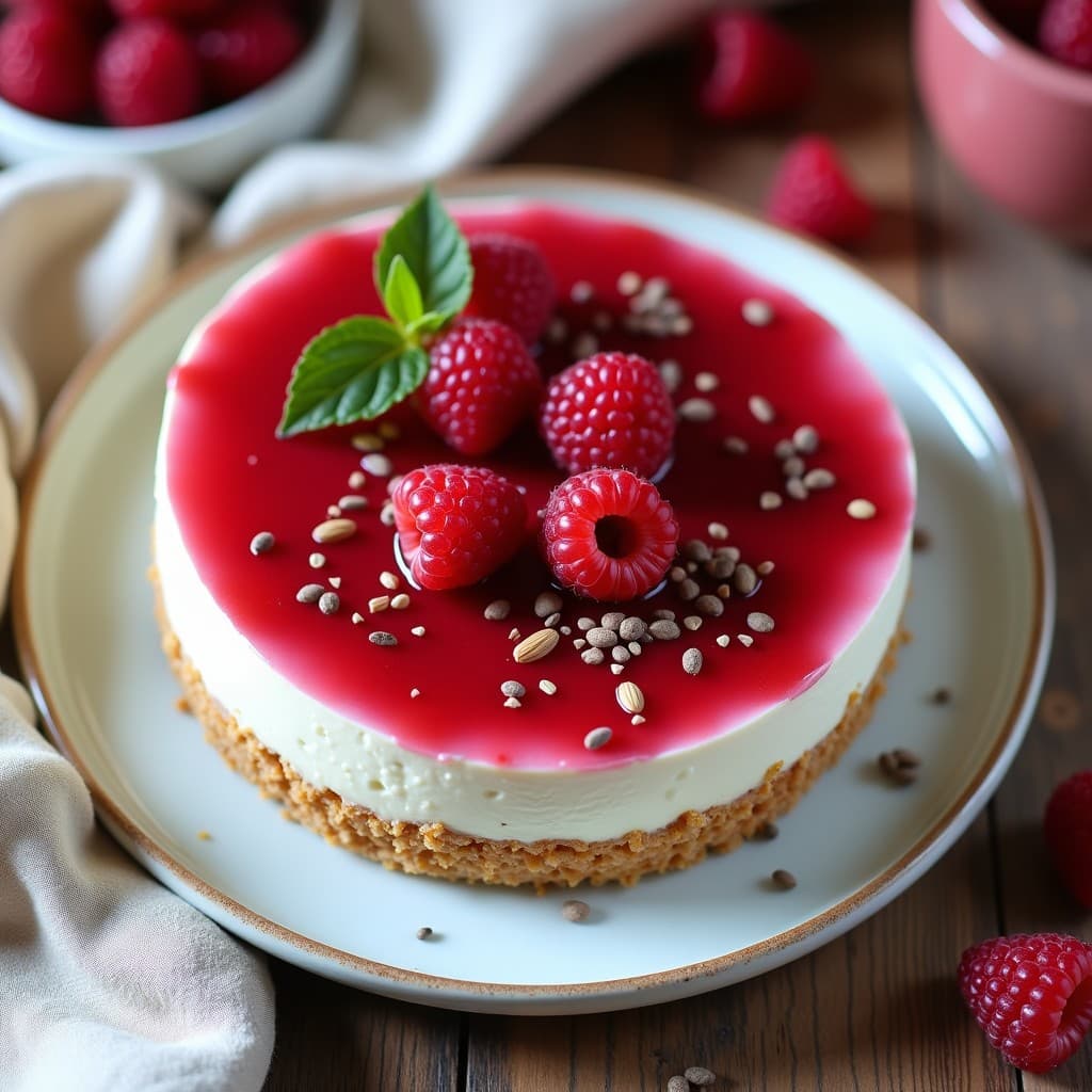 Pastel de Queso de Almendras con Mermelada de Frambuesa: Postre Keto Sin Horno