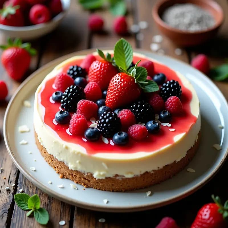 Pastel de Queso de Anacardos y Frutos Rojos: Postre Sin Horno y Sin Lácteos