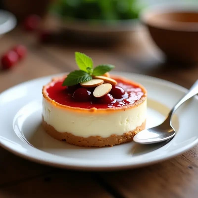 Pastel de Queso Basco con Mermelada de Arándanos Rojos: Receta Francesa en Molde Individual