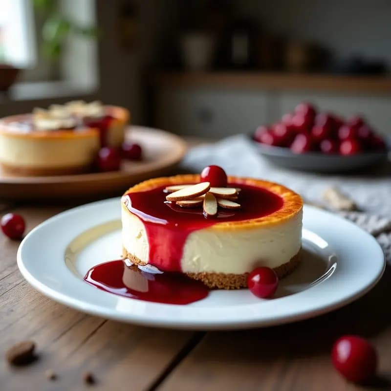 Pastel de Queso Basco con Mermelada de Arándanos: Postre Francés Sin Harina