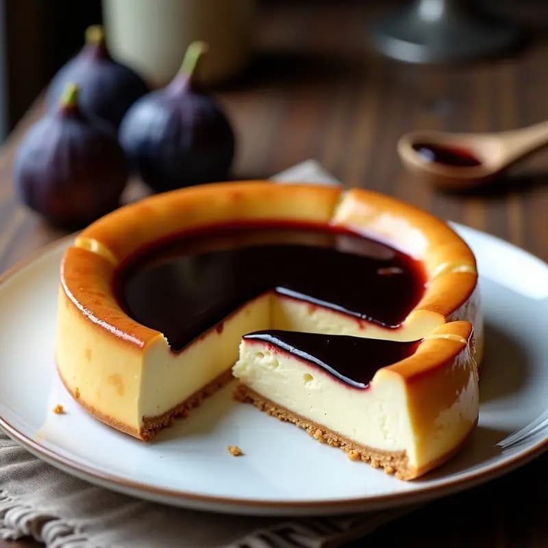 Pastel de Queso Basco con Mermelada de Higos Negros: Receta Tradicional en Baño María