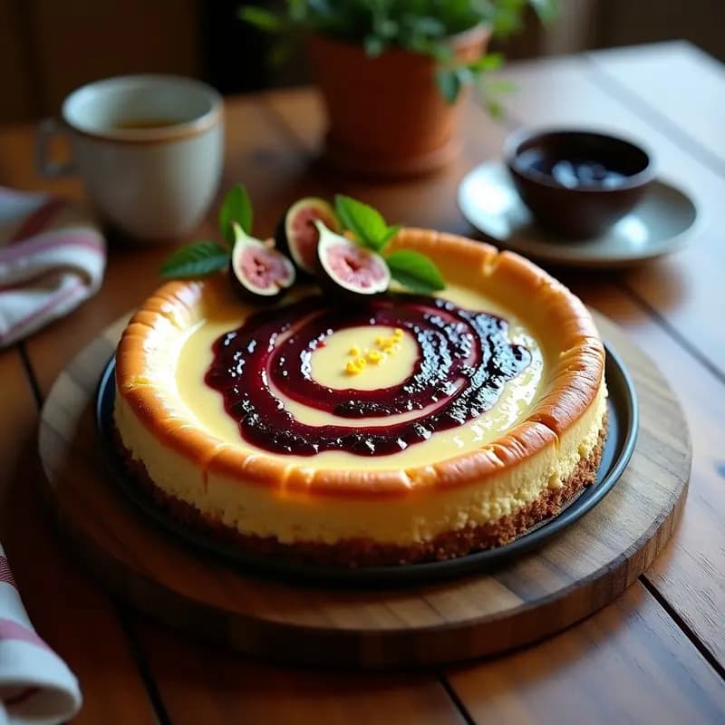 Pastel de QuesoBasco con Mermelada de Higos: Postre Español sin horno y sin gluten