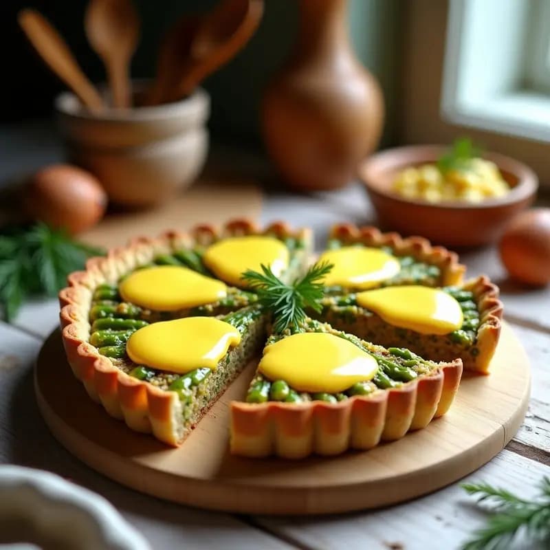 Pastel de Quinoa y Espárragos con Salsa Holandesa: Receta Griega Vegana y Sin Harina