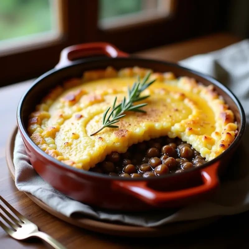 Pastel de Shepherd’s con Lentejas y Puré de Coliflor: Versión vegana del clásico británico