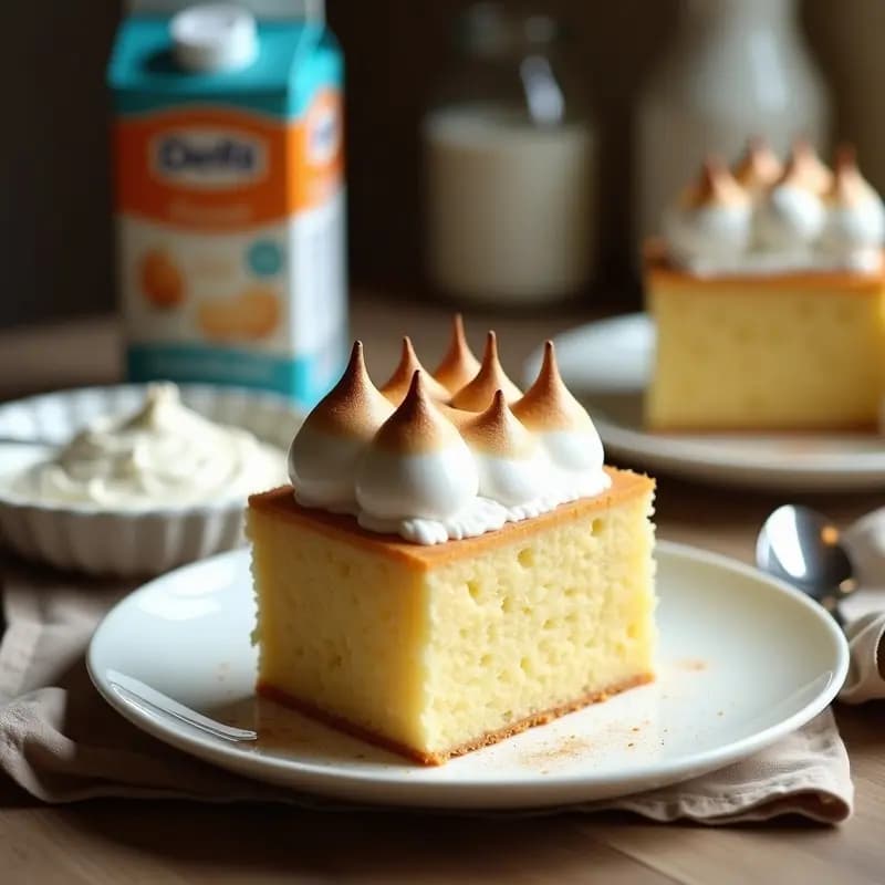 Pastel de Tres Leches con Merengue Italiano: Postre Latino Alto en Proteína y Sin Horno