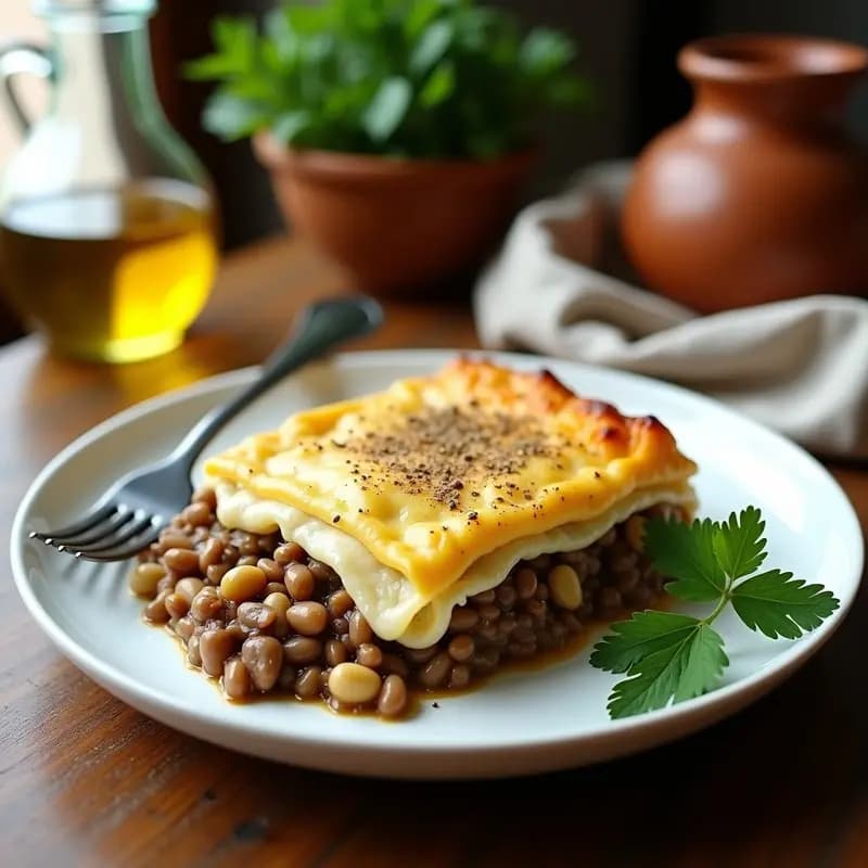 Pasticcio Griego de pasta y Carne:Receta de Horno con Bechamel Sin Lácteos y Queso Vegano