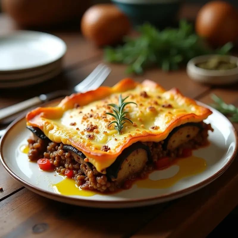 Pastitsio Griego con Berenjena y Bechamel Vegana: Lasagna Griega Sin Lactosa