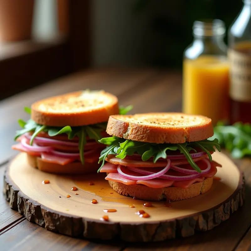 Pastrami de Pato con Pan de Jengibre y Mostaza de Dijon: Bocadillo Francés Gourmet