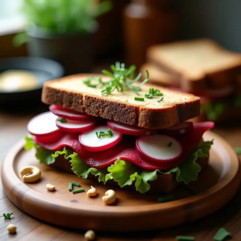 Pastrami de Remolacha y Rábano con Pan de Centeno: Bocadillo Judío Vegano y Sin Gluten