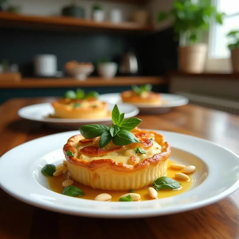 Pastry de Hojaldre con Pesto de Albahaca y Tomates Secos: Entrante Francés Vegano