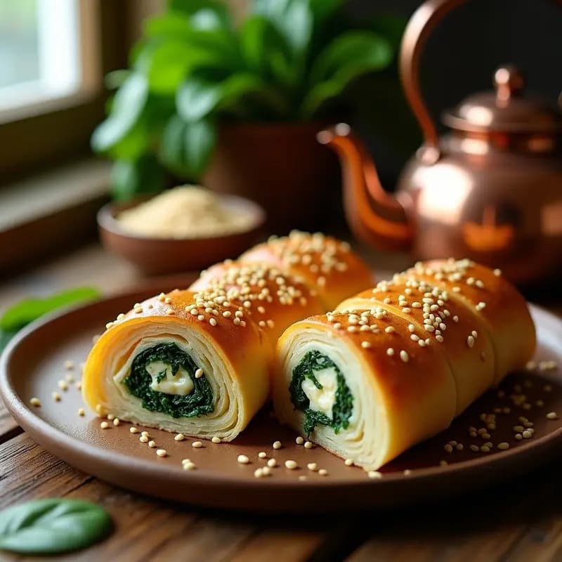 Pastry de Queso Feta y Espinacas con Hojaldre de Yufka: Receta Turca Crujiente en 30 Minutos