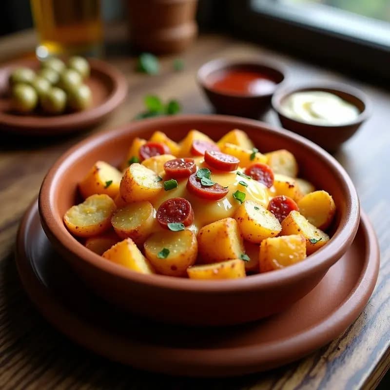 Pποιtatas Bravas con Queso Fundido y Chorizo Picado: Versión Extrema de un Clásico Español