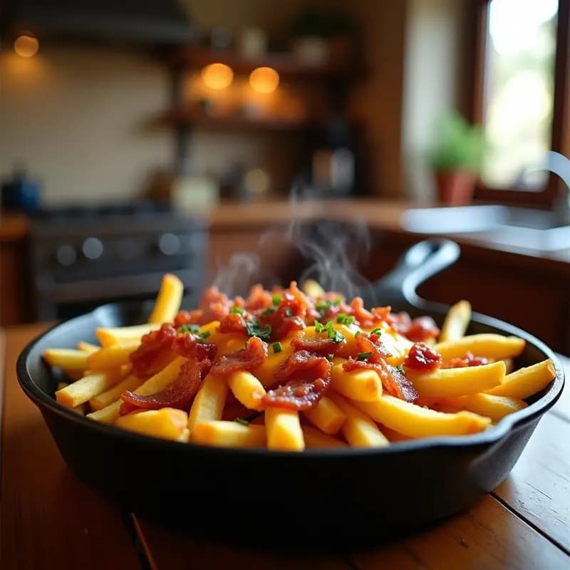 Patatas Fritas con Queso Fundido, Bacon y Cebolla Caramelizada: Aperitivo Irresistible
