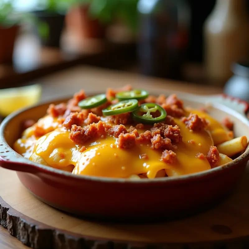 Patatas Fritas con Queso Fundido, Chorizo y Jalapeños: Aperitivo que Desafía los Límites del Queso