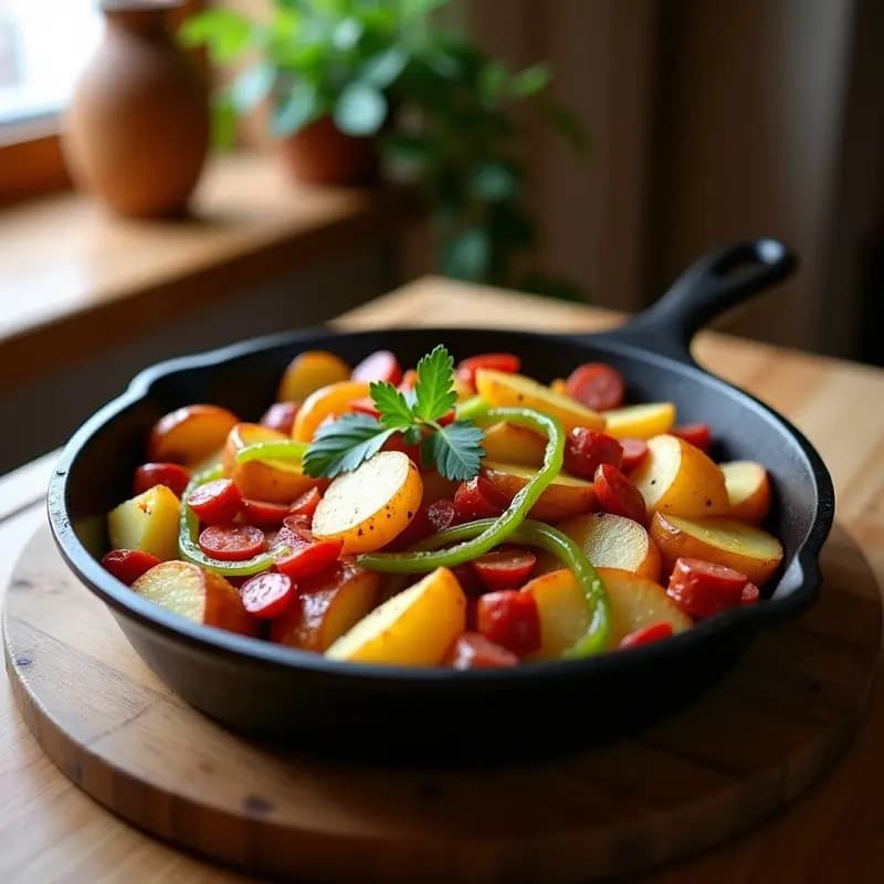 Patatas a lo Pobre con Chorizo y Pimientos: Guarnición Tradicional con Sabores Intensos