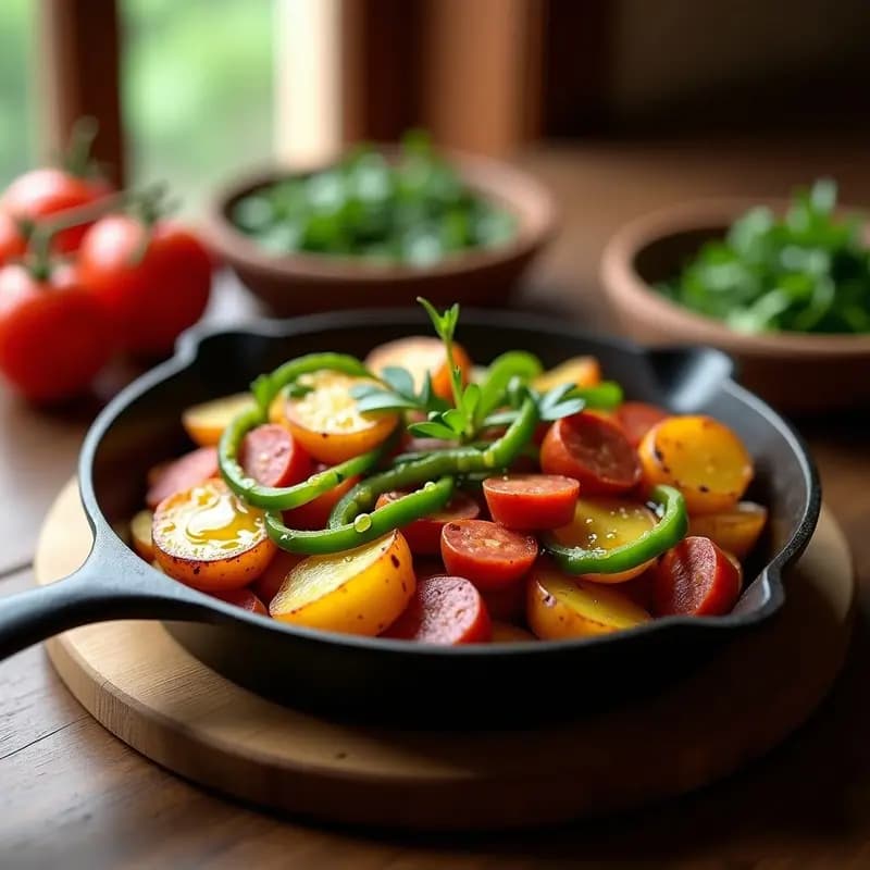 Patatas a lo Pobre con Pimientos Verdes y Chorizo: Receta Andaluz de Acompañamiento