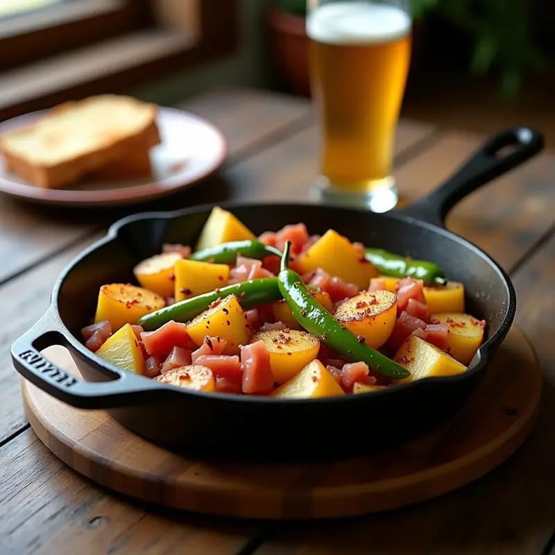 Patatas a lo Pobre con Pimientos Verdes y Jamón Serrano: Tapa Sevilleña Tradicional