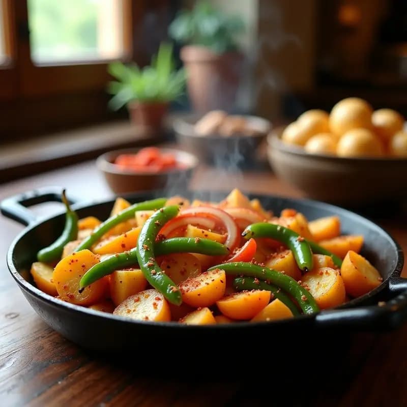 Patatas a lo Pobre con Pimientos Verdes y Cebolla: Guarnición o Plato Único Vegano