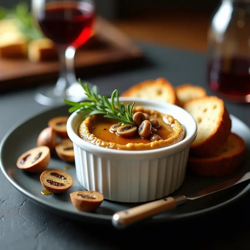 Paté de Higado de Pollo con Hongos Portobello y Brandi: Entrante Francés Gourmet