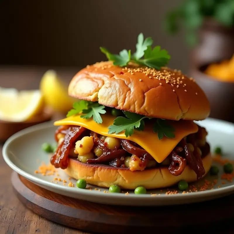 Pav Bhaji Indiana con Pan de Brioche y Cebolla Caramelizada: Receta Vegetariana en 25 Minutos