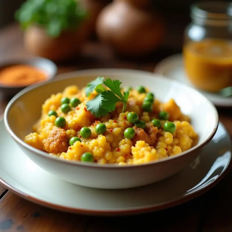 Pav Bhaji de Coliflor y Guisantes: Snack Indio en Airfryer Sin Pan