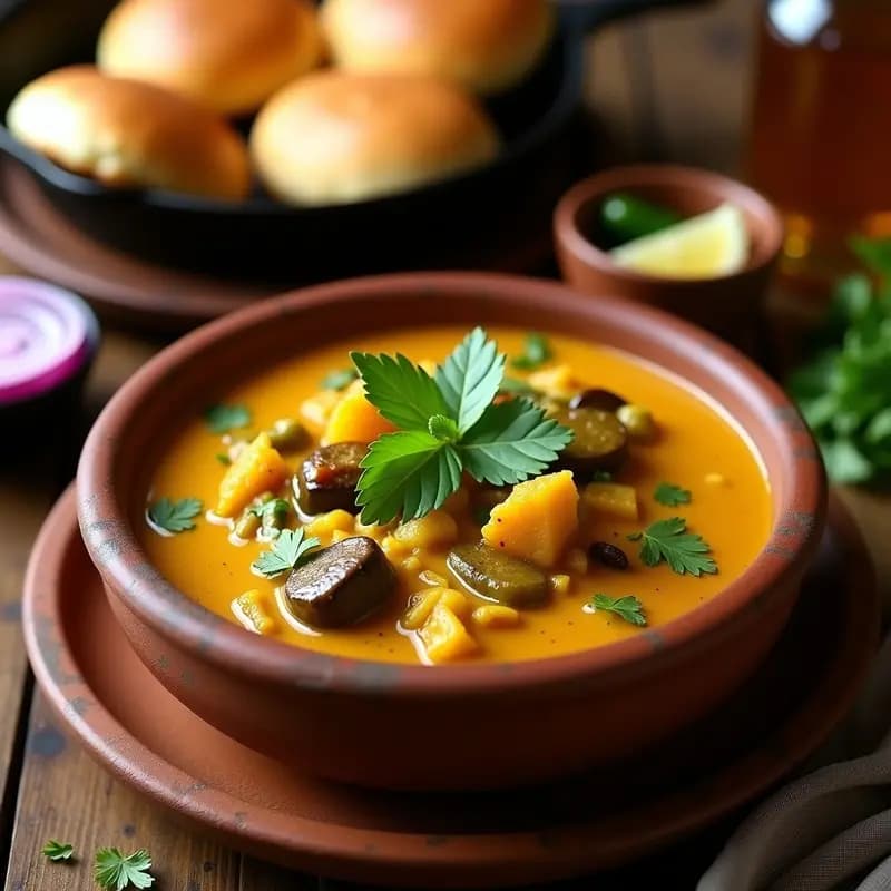 Pav Bhaji Indio: Panecillos Esponjosos con Curry de Verduras en Sartén Antiadherente