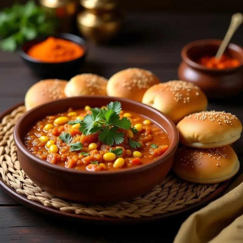 Pav Bhaji Indio: Puré de Verduras con Panecillos Especiados Sin Horno